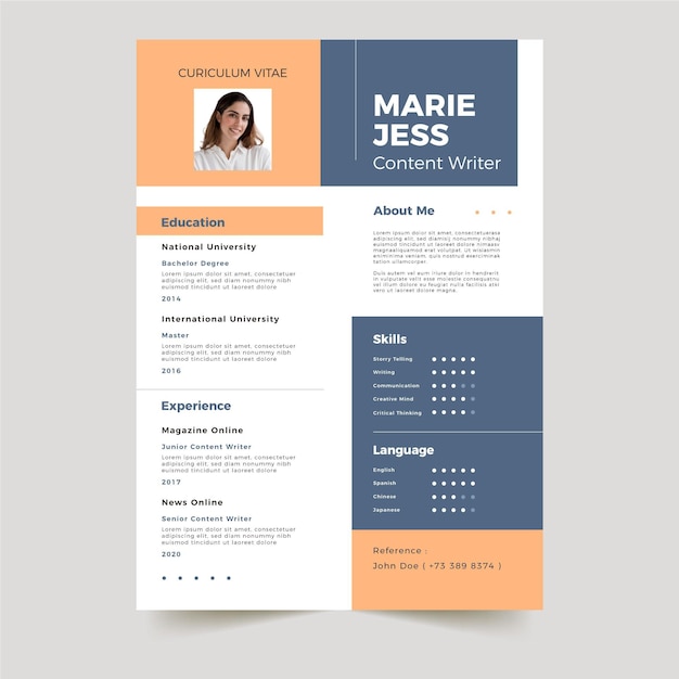 Free Vector minimalist cv template