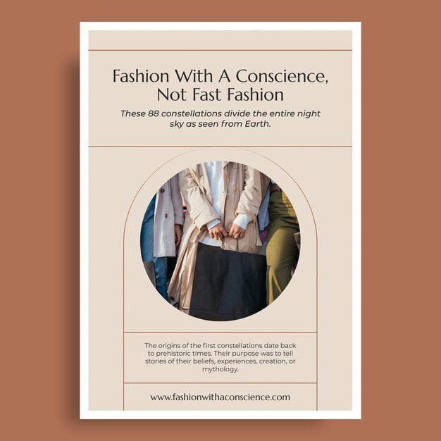 Minimalist fashion with a conscience, not fast fashion poster template