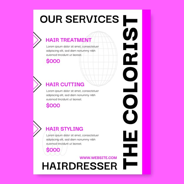 Minimalist hairdresser flyer template