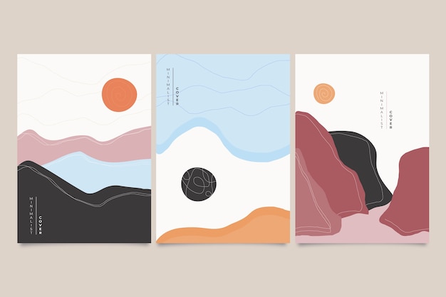 Free vector minimalist japanese concept of cover collection