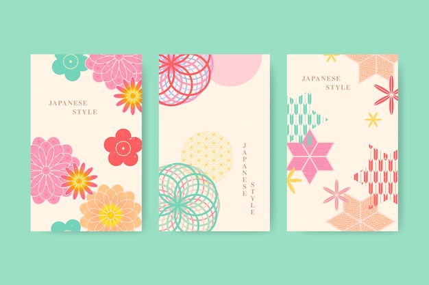 Free Vector minimalist japanese cover collection