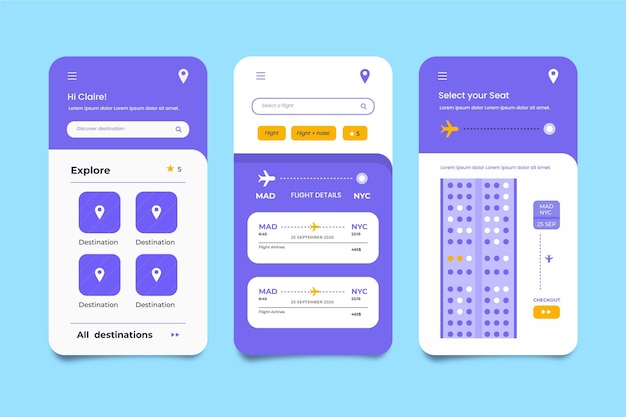 Free vector minimalist travel booking app