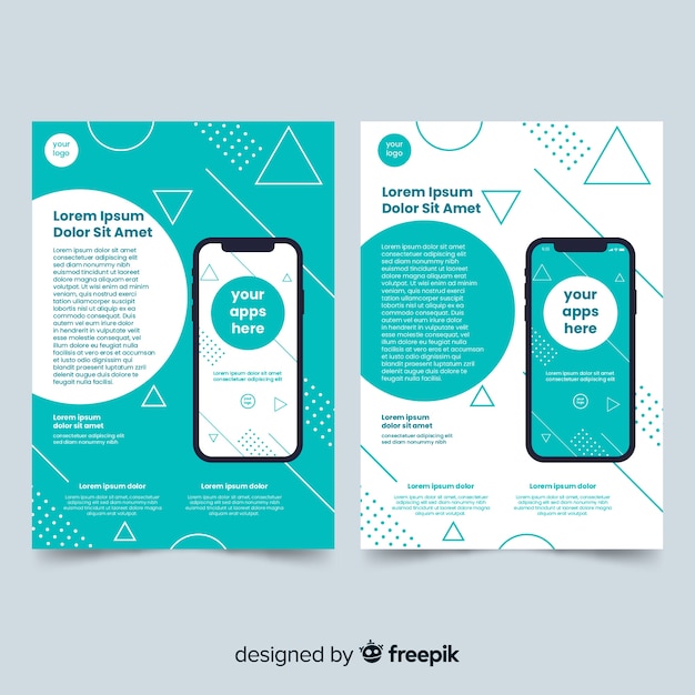 Free Vector mobile app brochure template