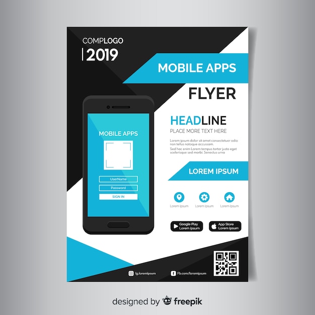 Free Vector mobile app brochure template