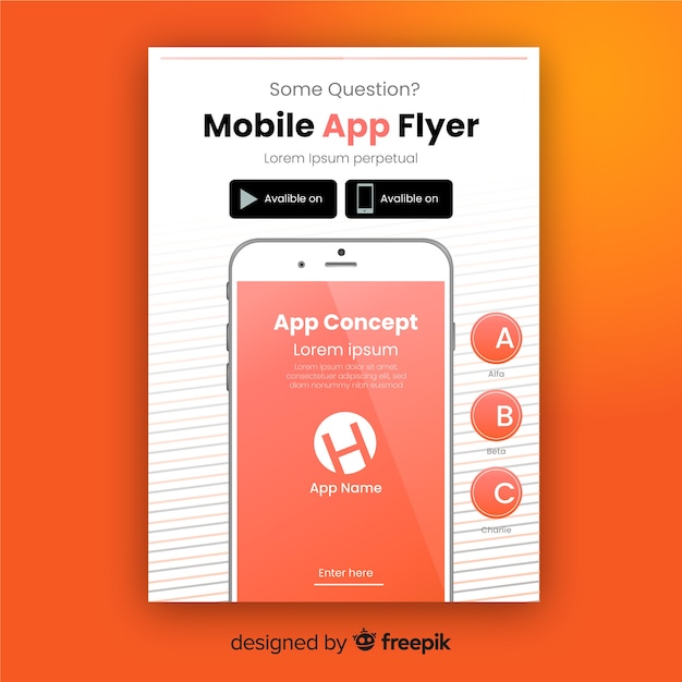 Free Vector mobile app flyer template