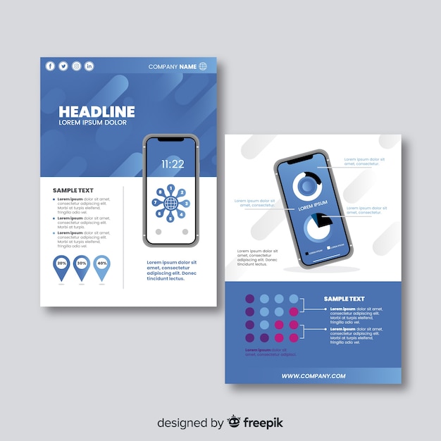 Free Vector mobile app flyer template