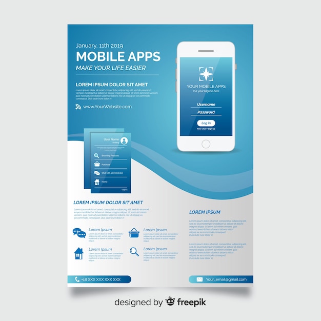 Free Vector mobile app flyer template