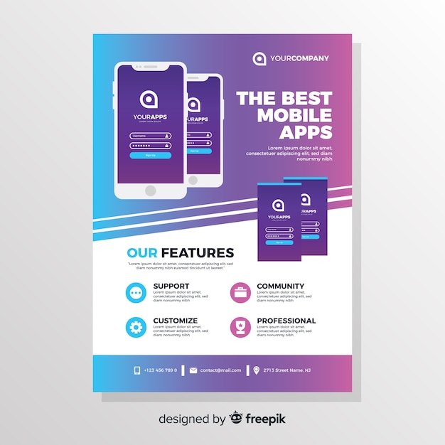 Free Vector mobile app flyer template