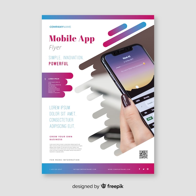 Free Vector mobile app flyer template