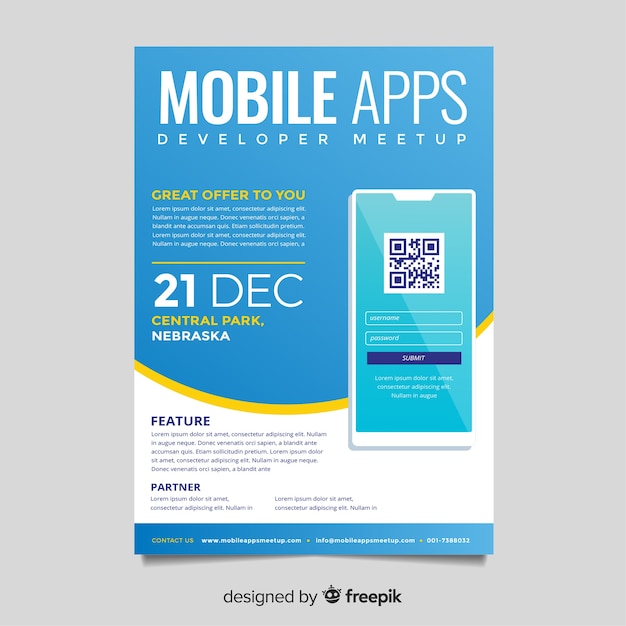 Free Vector mobile app flyer template