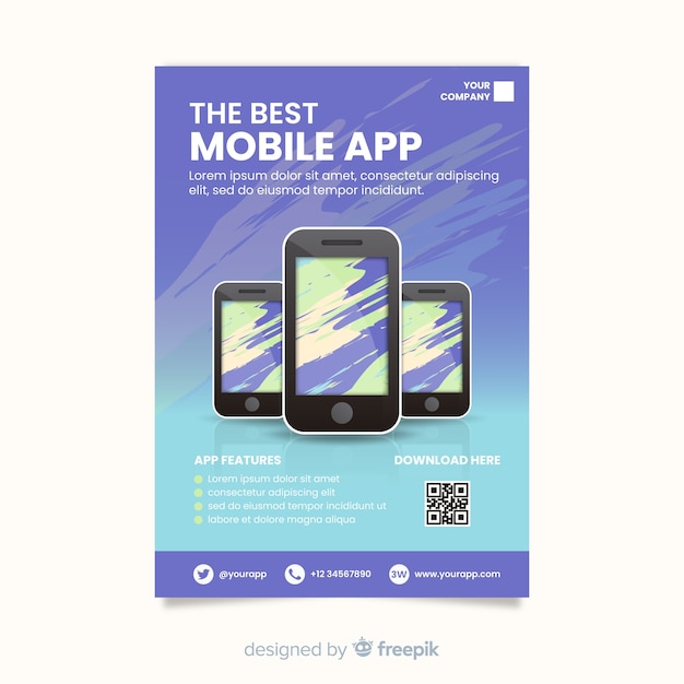 Free Vector mobile app flyer template