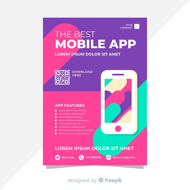 Free Vector mobile app flyer template