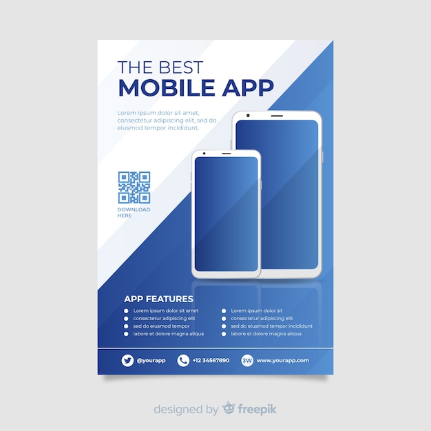 Free Vector mobile app flyer template