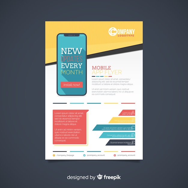 Free Vector mobile app flyer template