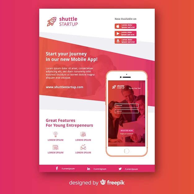 Free Vector mobile app flyer template