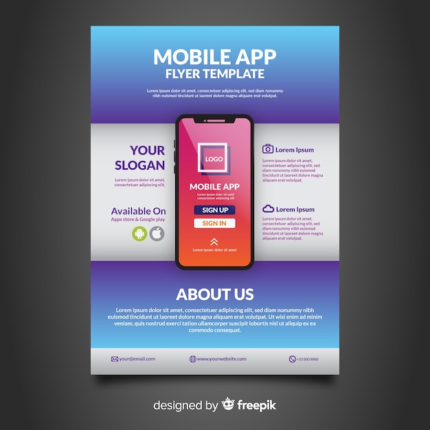 Free Vector mobile app flyer template