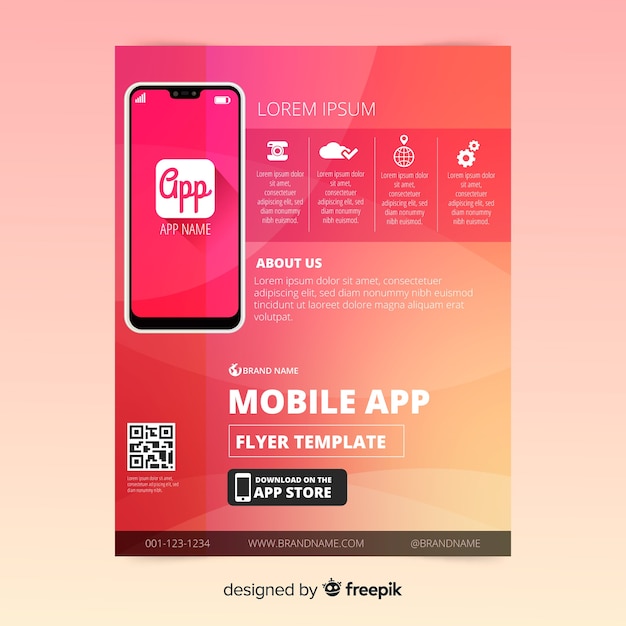 Free Vector mobile app flyer template