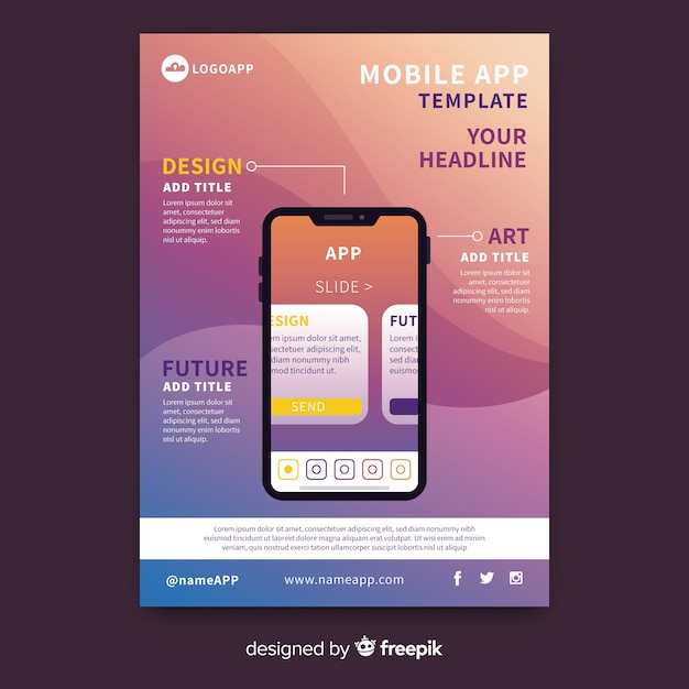 Free Vector mobile app flyer template