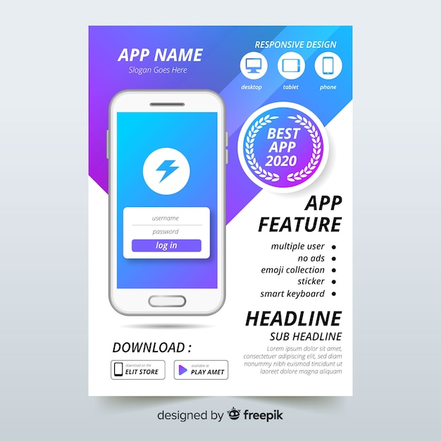 Free Vector mobile app flyer template