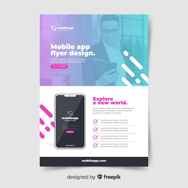 Free Vector mobile app flyer template