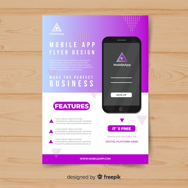 Free Vector mobile app flyer template