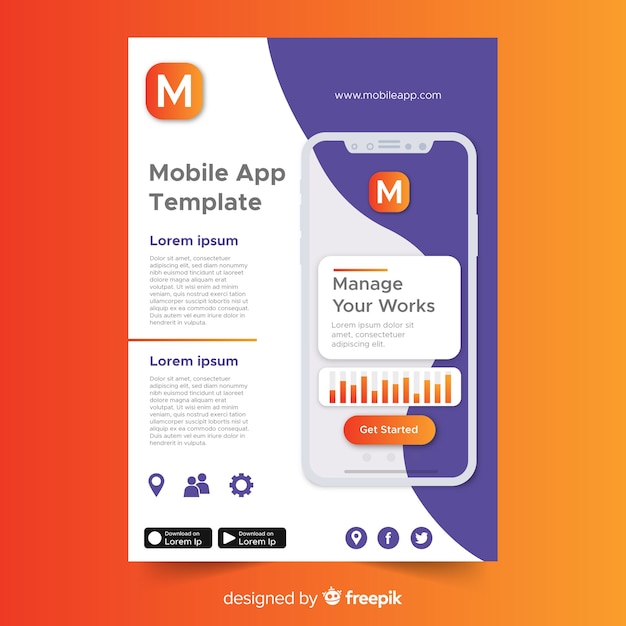 Free Vector mobile app flyer template