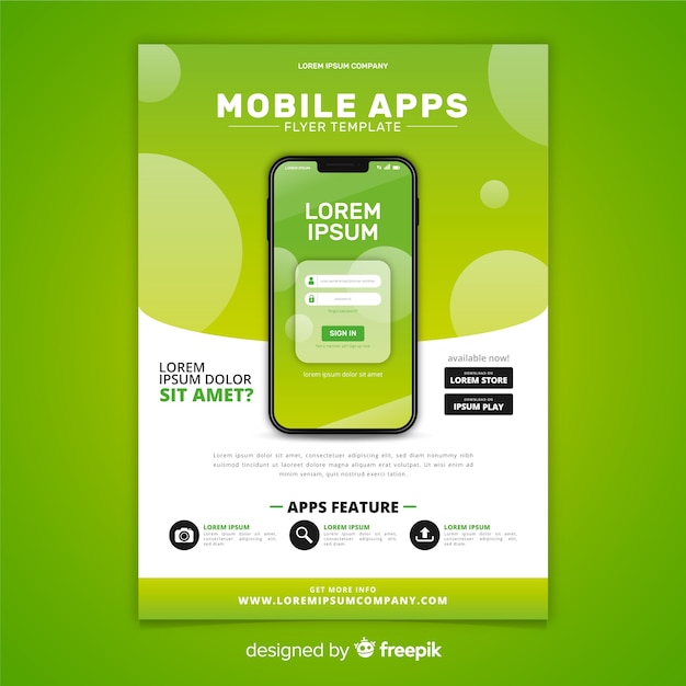 Free Vector mobile app flyer template