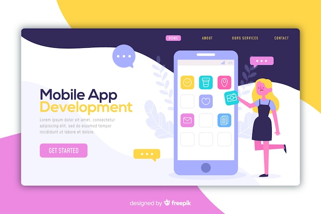 Free Vector mobile apps concept for landing page