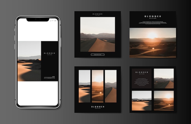 Free Vector mobile blog template