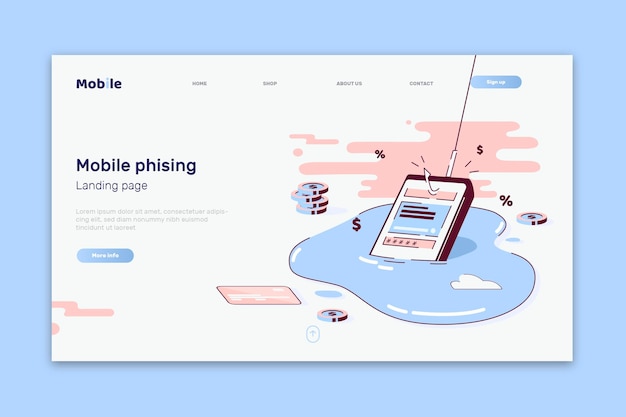 Free vector mobile phishing landing page