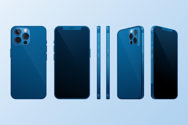 Free vector mobile phone in different perspectives