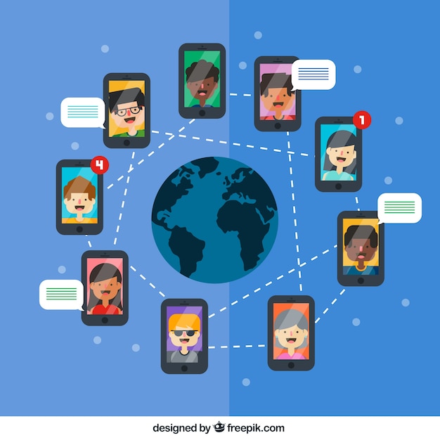 Free vector mobile phone networking concept