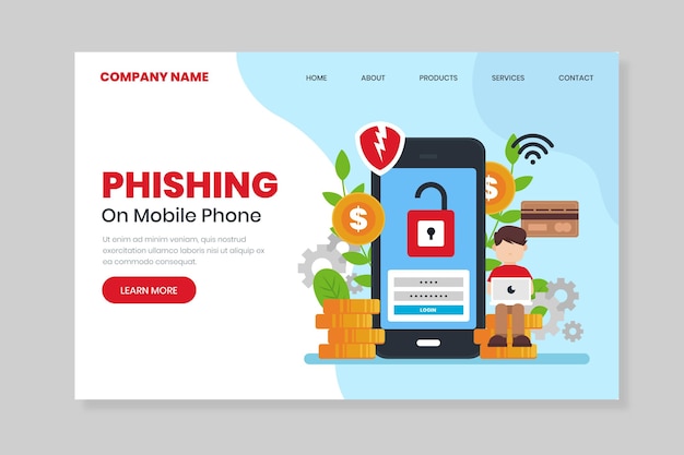 Mobile phone phishing landing page