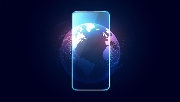 Free Vector mobile phone with earth display design