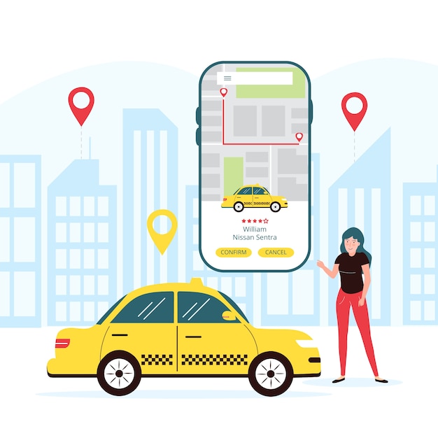 Free Vector mobile taxi app concept