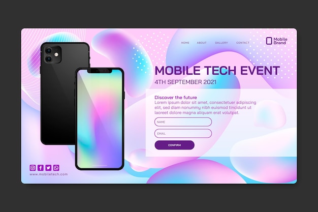 Mobile tech event landing page