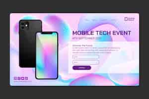 Free vector mobile tech event landing page
