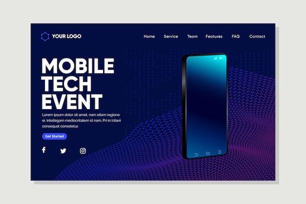 Free Vector mobile tech landing page template