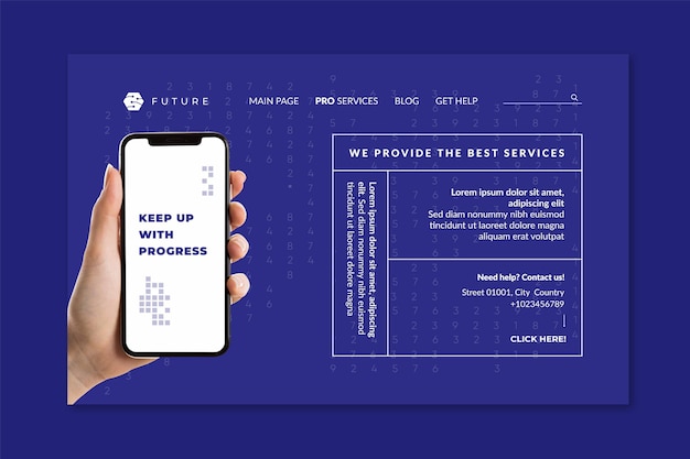 Free vector mobile tech landing page template