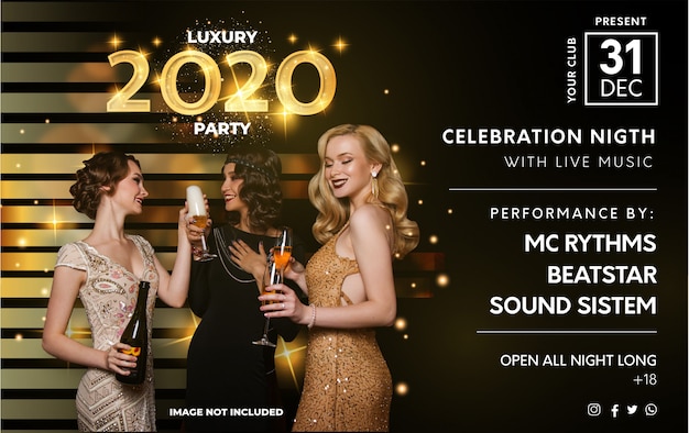 Free Vector modern 2020 luxury party poster template