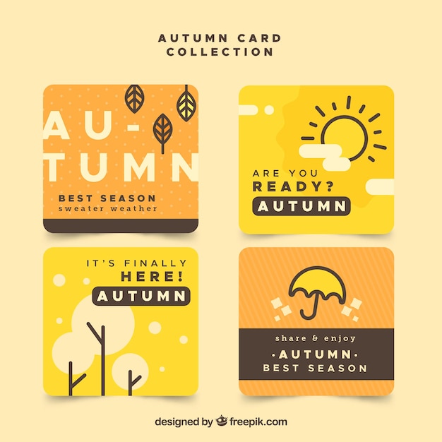 Free Vector modern autumn card collection with flat design