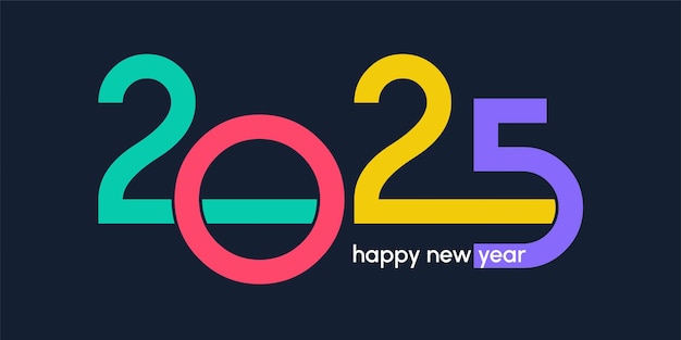 Free Vector modern banner with a colourful happy new year typography design