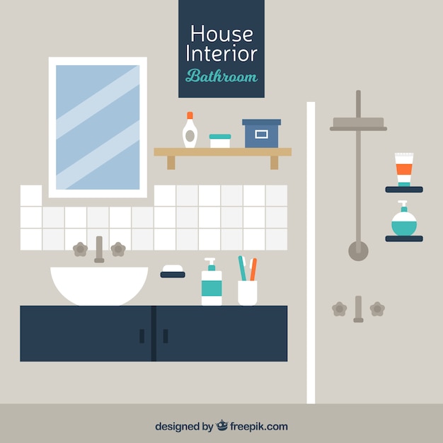 Free Vector modern bathroom in flat design