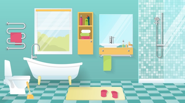 Free Vector modern bathroom interior