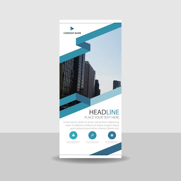 Free Vector modern blue commercial roll up banner