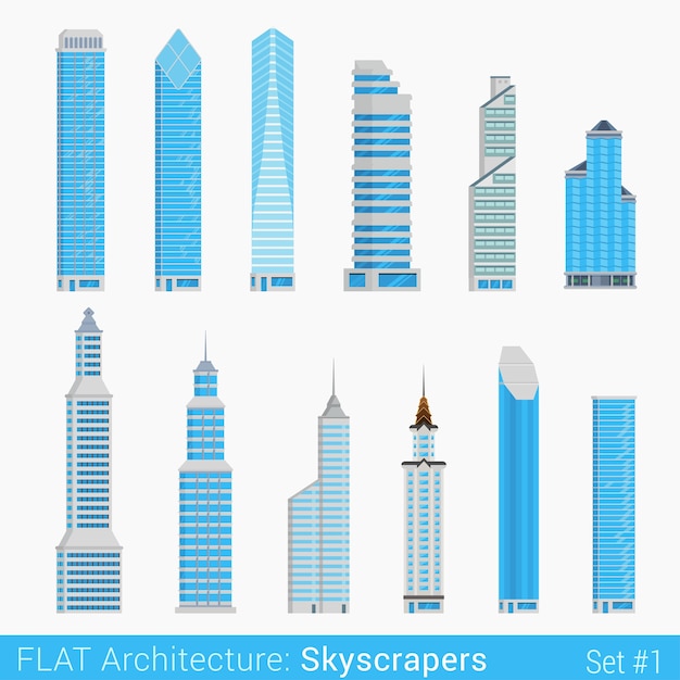 Free Vector modern buildings skyscrapers set city  elements stylish  architecture collection