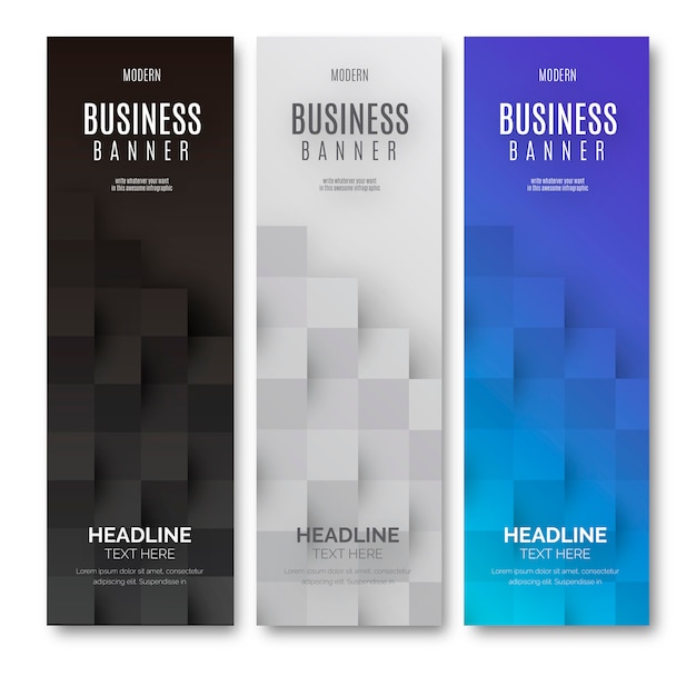 Free vector modern business banner with geometrical cubes