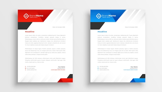 Free Vector modern business letterhead pack template set of two