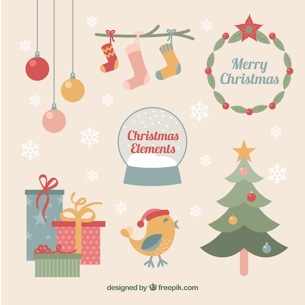 Free Vector modern christmas elements collection