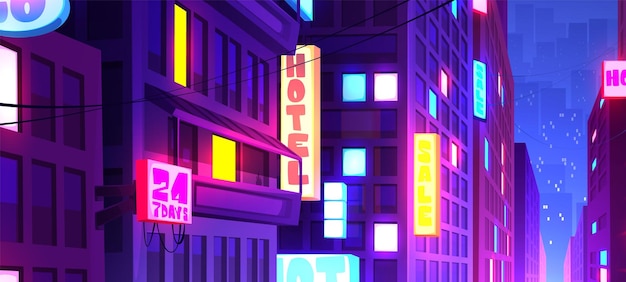 Free Vector modern city downtown at night